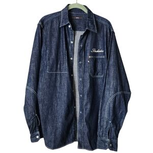 BEDWIN Japanese Denim Shirt Chain Stitch Snap Button‎ Workwear Size 46